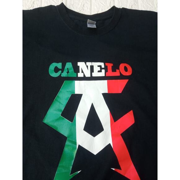 Canelo Alvarez T-Shirt Boxing Champion Mexico Flag Black Green White Red Sz XL - Picture 3 of 5